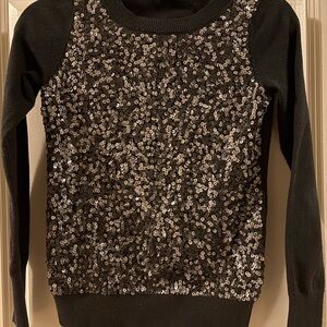 Express Black Sequin Crew Neck Sweater